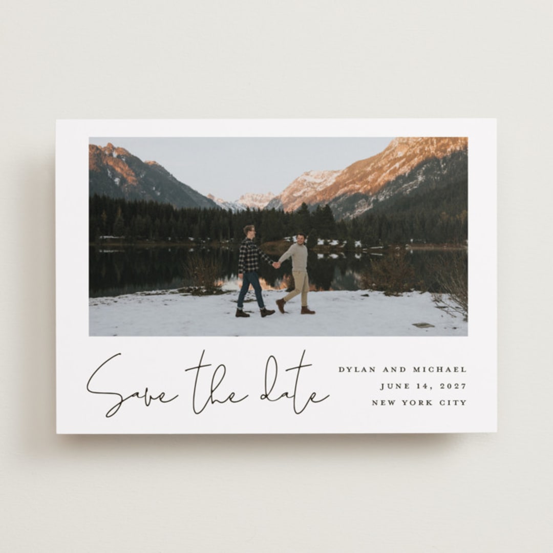 "Scripted Style" - Save the Dates in Cloud by Katherine Moynagh - Front