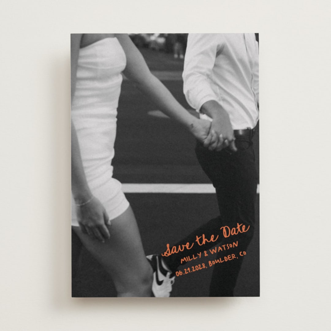 "Imprint" - Save the Dates in Tangerine by Jelena Vuletic - Front
