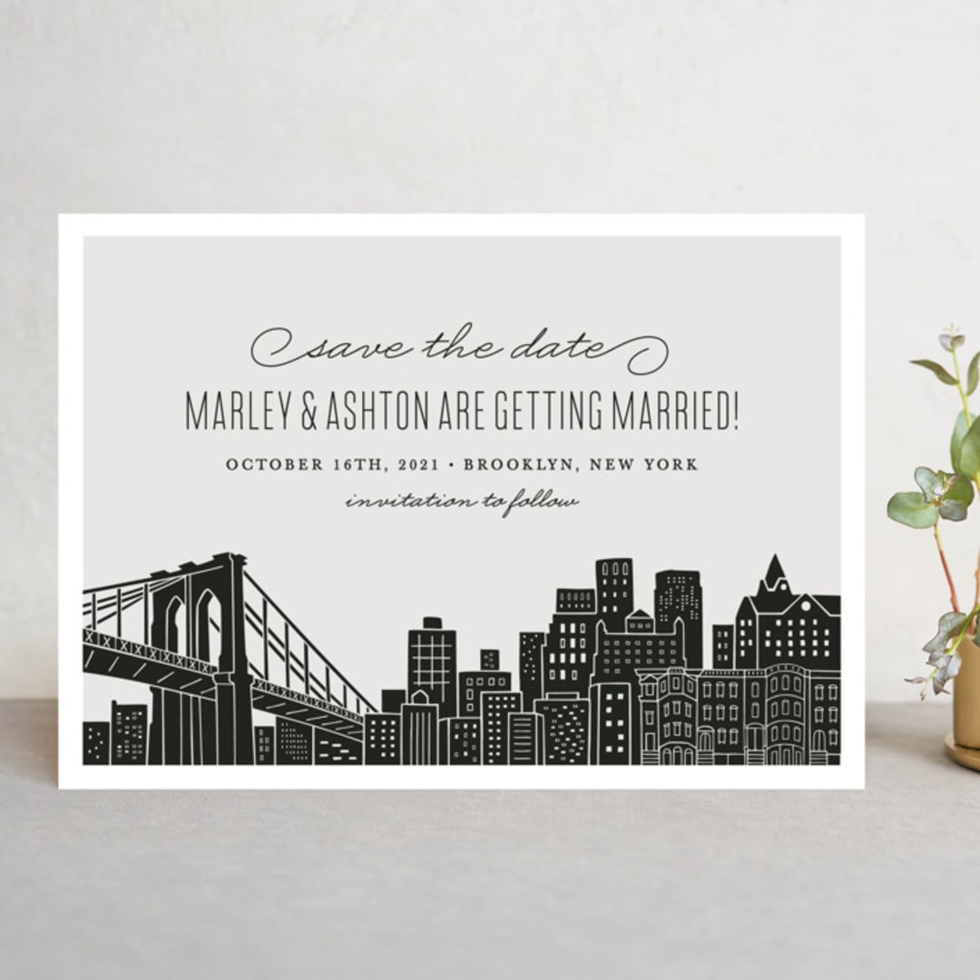 "Big City - Brooklyn" - Save the Dates in Light Taupe by Hooray Creative - Front