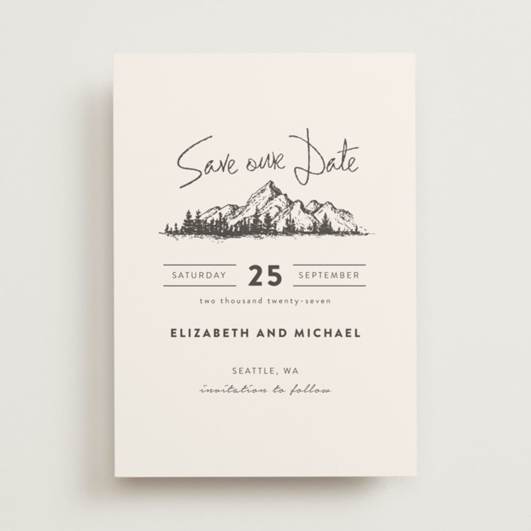 "Mountains" - Save the Dates in Ivory by Anastasia Makarova - Front