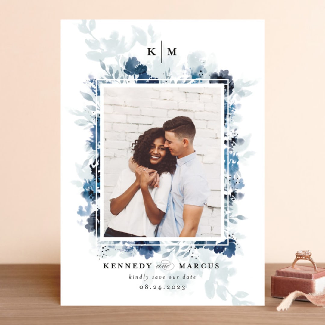 "border blooms" - Save the Dates in Bluebell by Angela Marzuki - Front