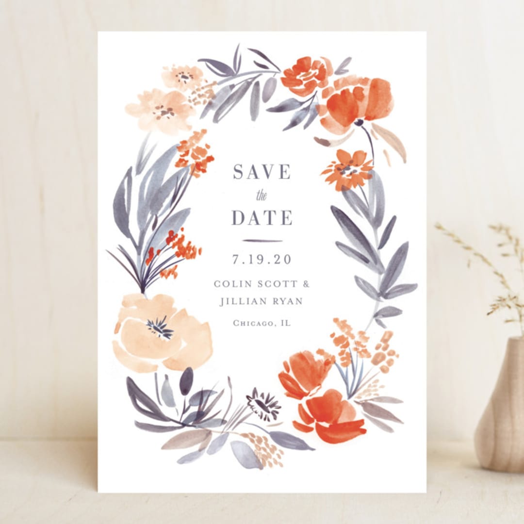 "Fancy Florals" - Save the Dates in Hibiscus by Morgan Ramberg - Front