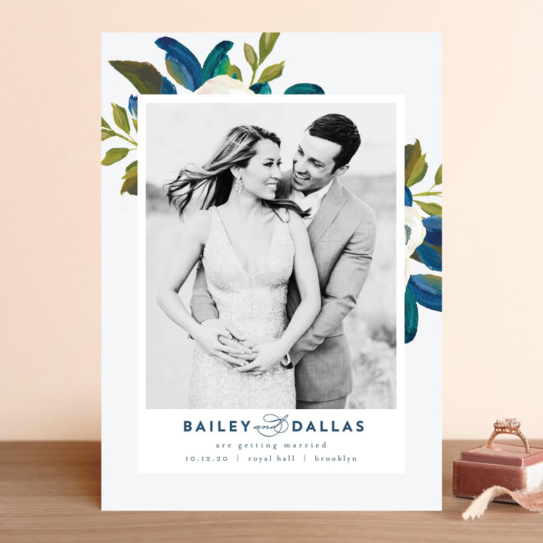 "Our Something Blue" - Save the Dates in Ocean by AK Graphics - Front