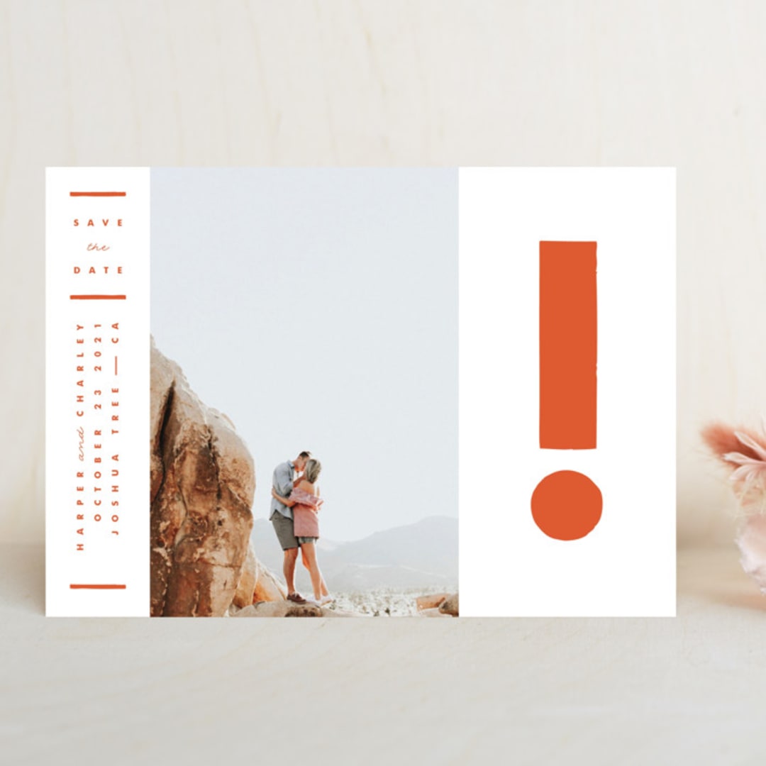 "The Exclamation" - Save the Dates in Persimmon by Yours Madly - Front
