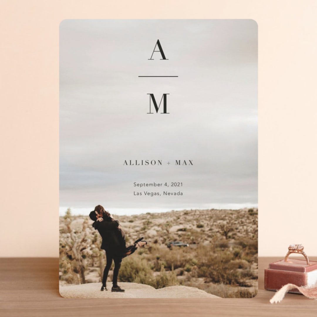 "Stacked Initials" - Save the Dates in Night by Ashley Lopez - Front