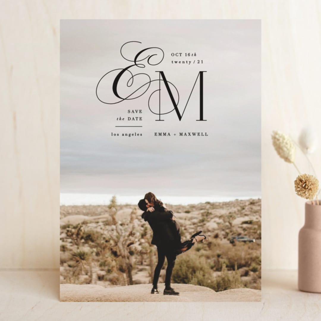 "Chic Monogram" - Save the Dates in Noir by Hooray Creative - Front