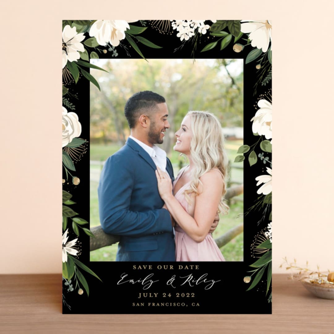 "Floral Canopy" - Save the Dates in Ivory by Susan Moyal - Front