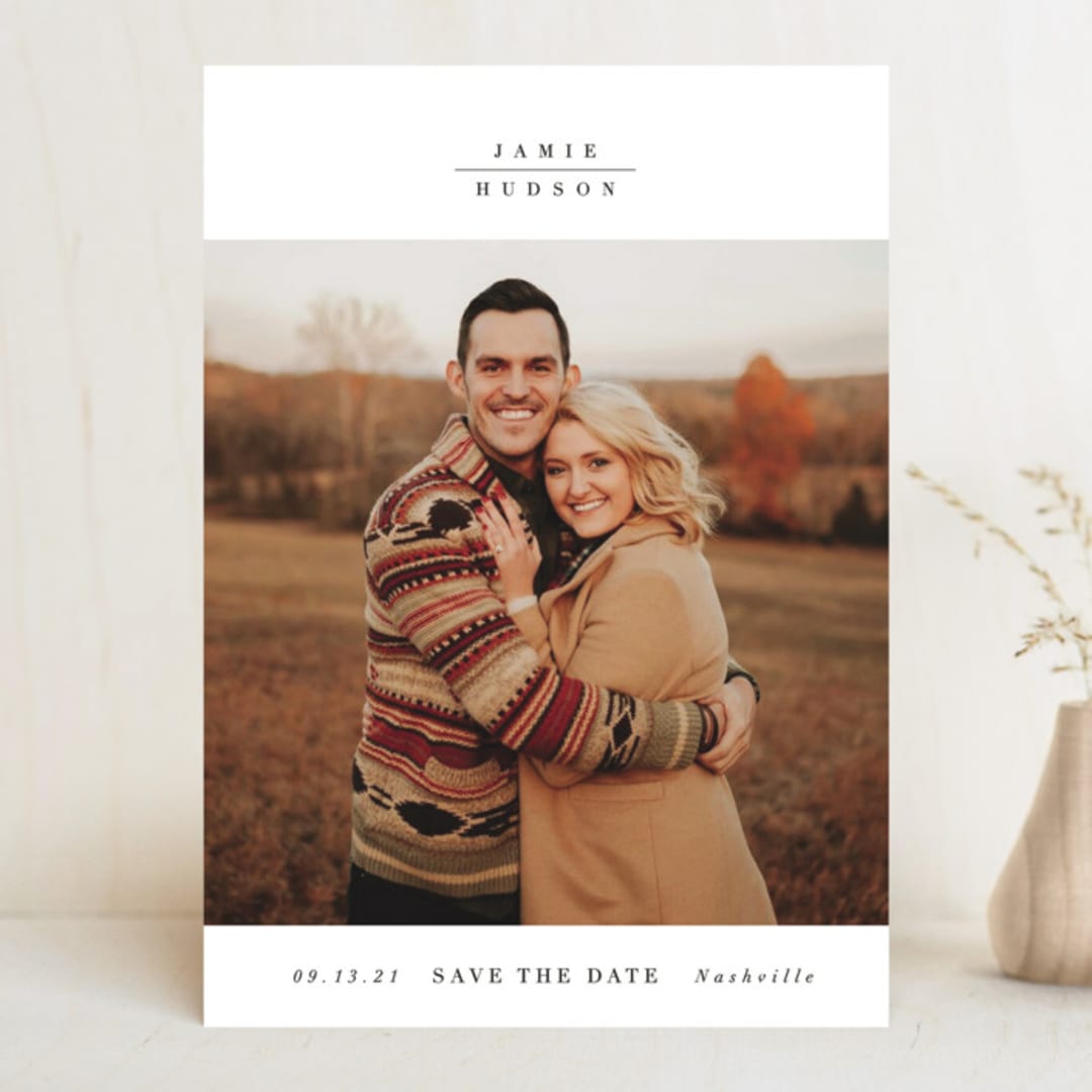 "Understated" - Save the Dates in Diamond by Sara Hicks Malone - Front
