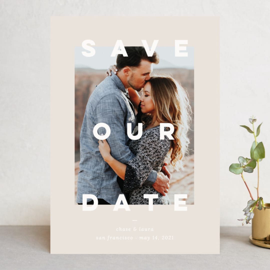 "Modern Billboard" - Save the Dates in Forest Mist by Blustery August - Front