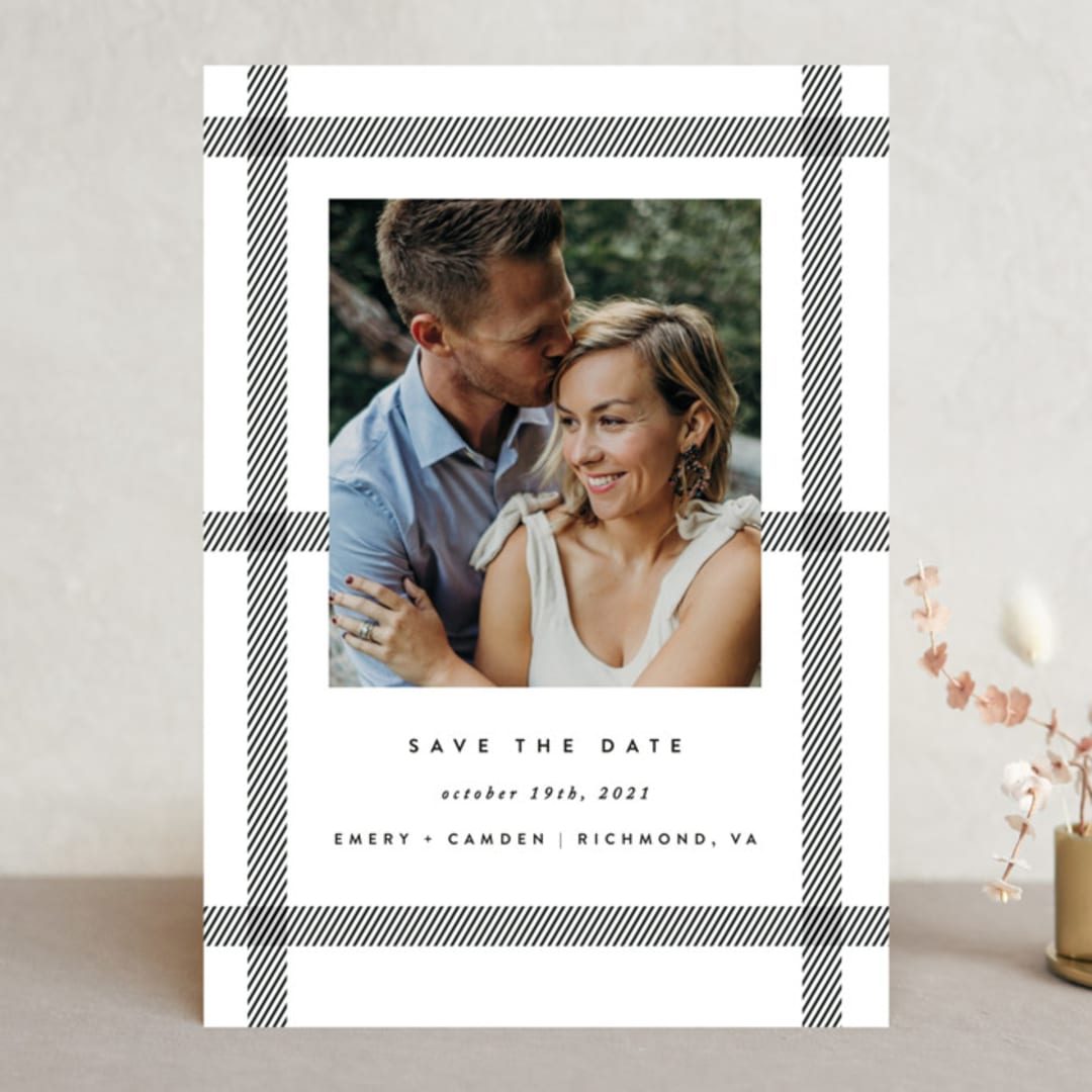 "Keepsake" - Save the Dates in Charcoal by Carly Reed Walker - Front