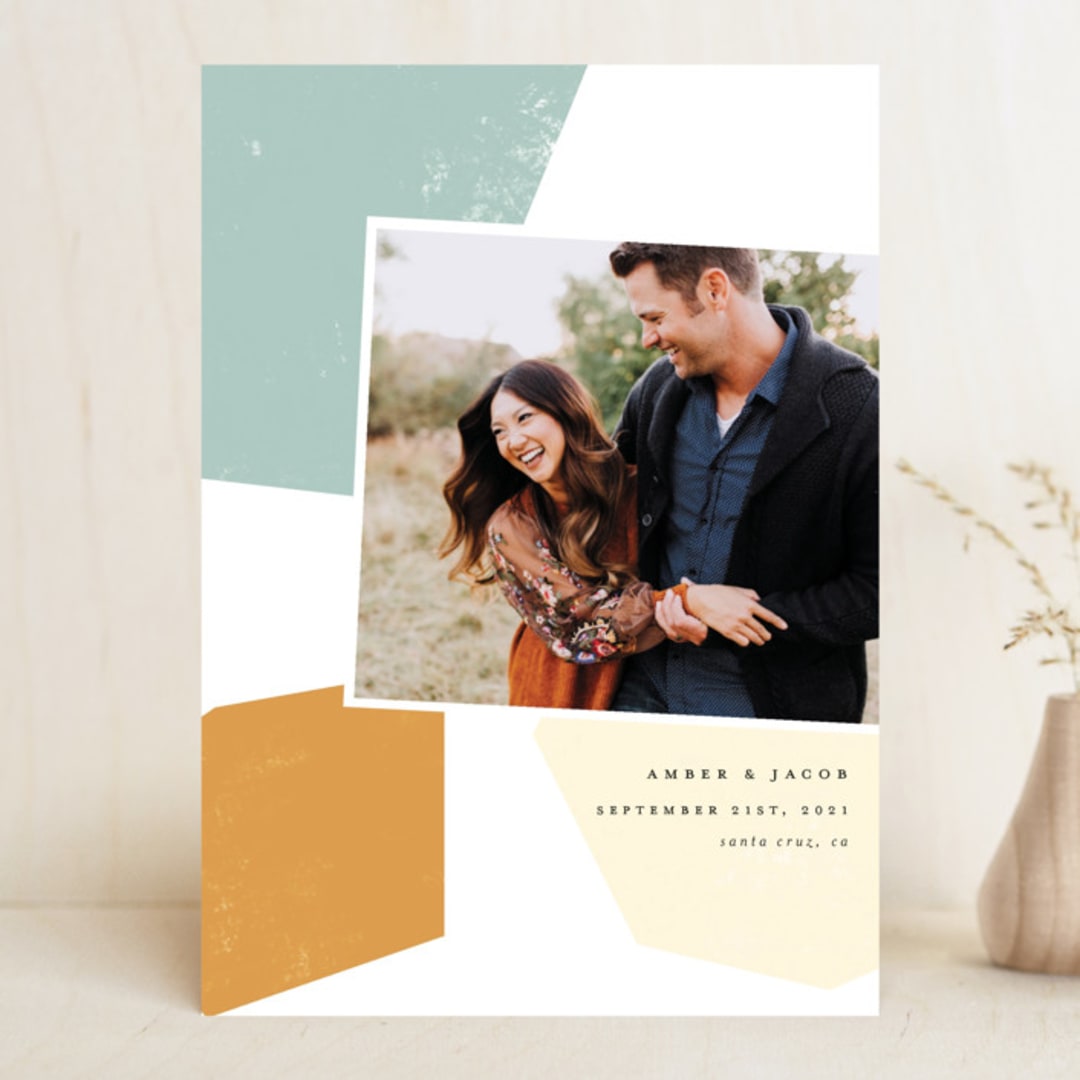 "Modern Shapes" - Save the Dates in Sea Glass by Morgan Kendall - Front