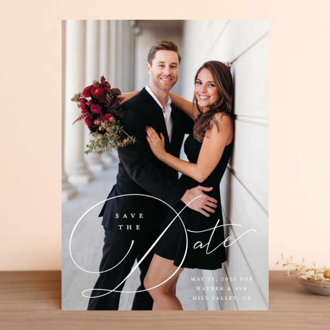 "Hold On" - Save the Dates in Linen by Carolyn MacLaren - Front