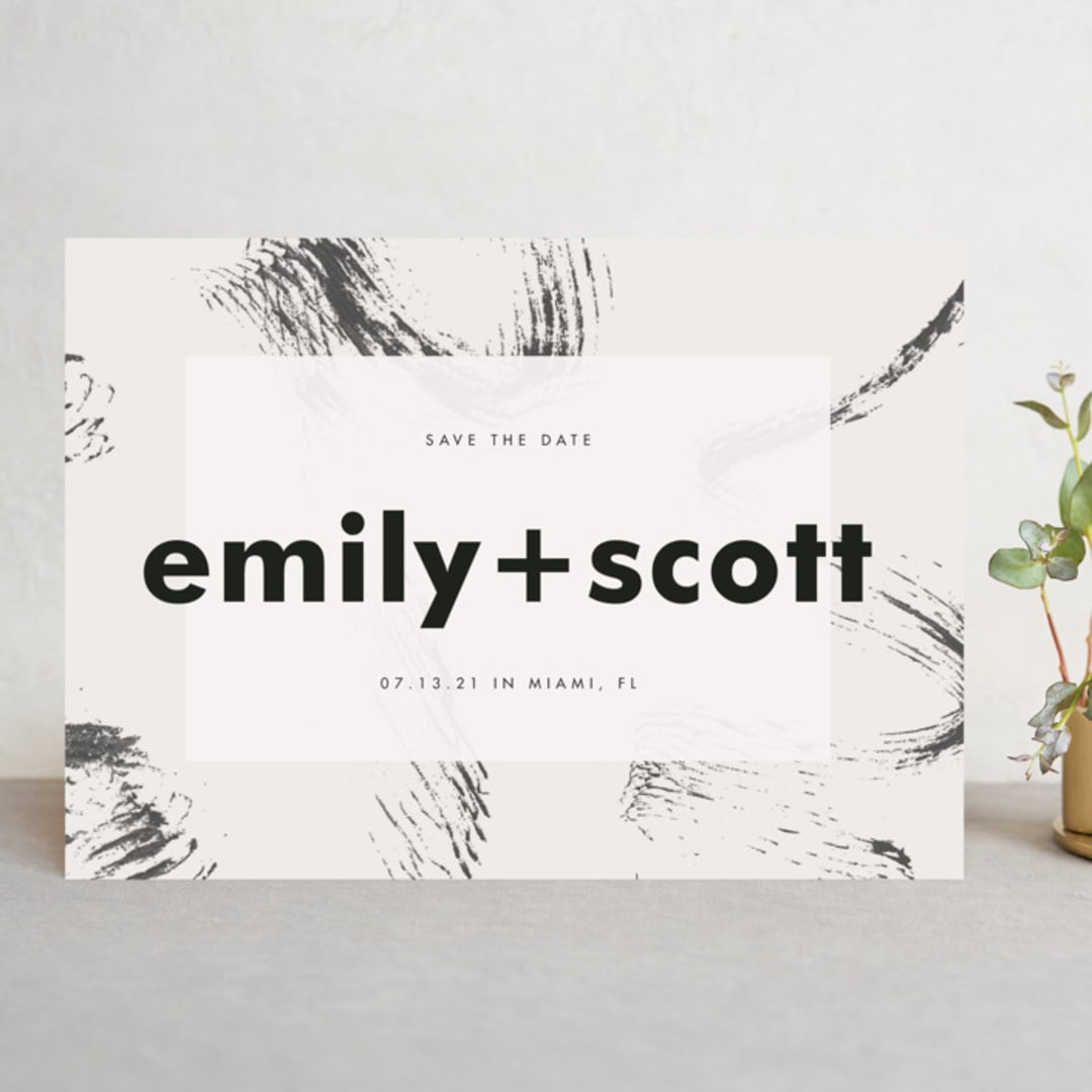 "Brush Strokes" - Save the Dates in Onyx by Joyce Pinheiro - Front