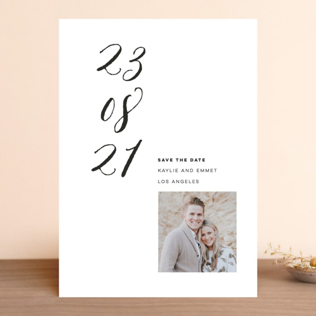 "Swiss Minimal" - Save the Dates in Tuxedo by Eleanor Mayrhofer - Front