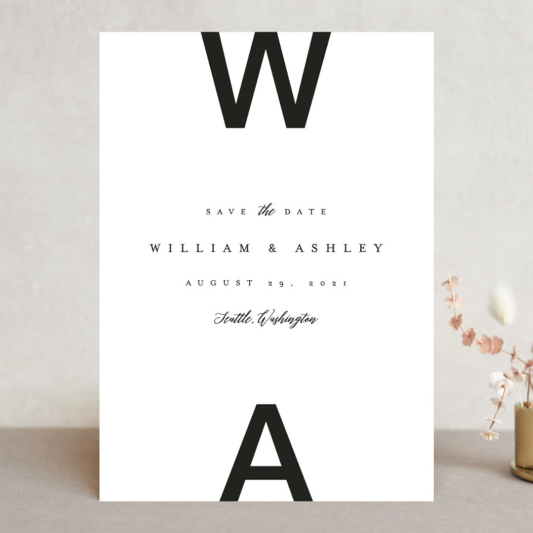 "Initially Bold" - Save the Dates in Black Tie by Karidy Walker - Front