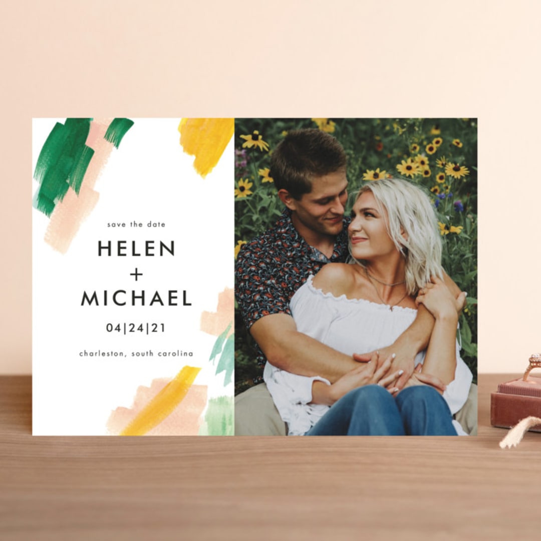 "Hamptons" - Save the Dates in Melon by Erika Firm - Front
