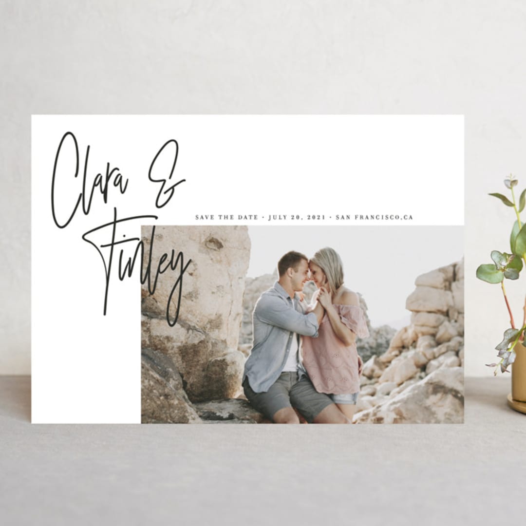 "Modern Names" - Save the Dates in Jet Black by Maria Hilas-Louie - Front