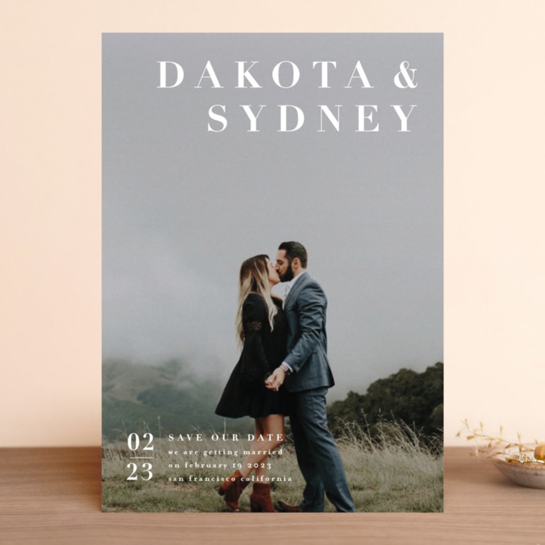 "Minimalism" - Save the Dates in Ivory by Shannon Chen of Four Wet Feet Studio - Front