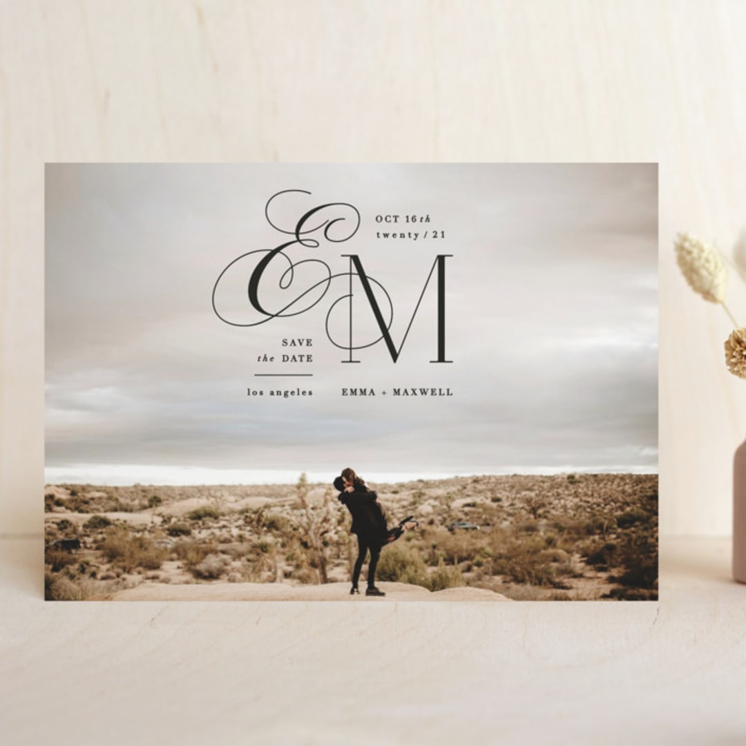 "Chic Monogram" - Save the Dates in Noir by Hooray Creative - Front