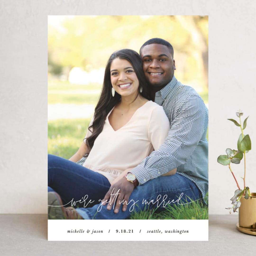 "Getting Married!" - Save the Dates in Tuxedo by Christine Taylor - Front