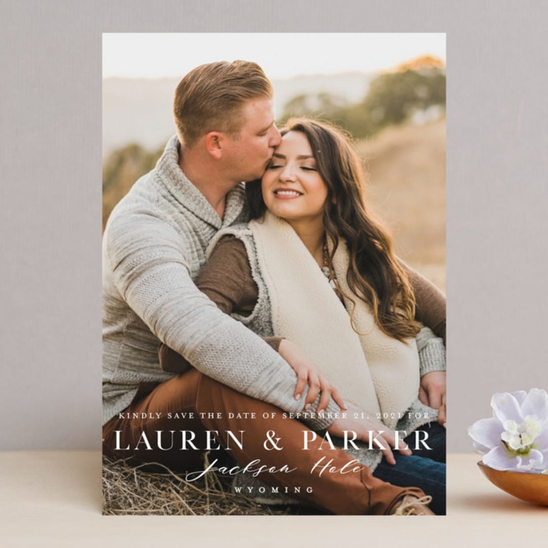 "Classic Touch" - Save the Dates in Pearl by Oscar and Emma - Karly Depew - Front