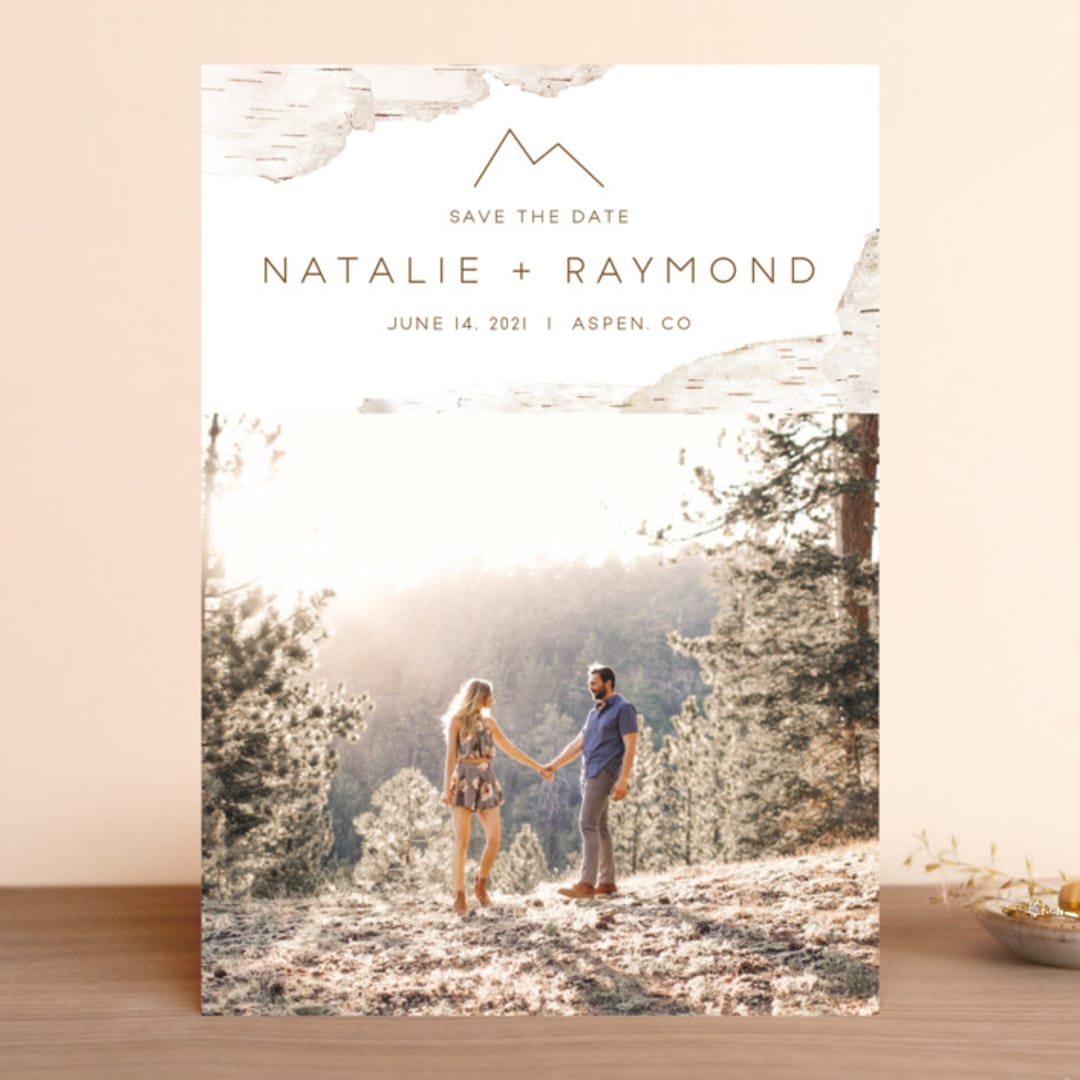 "Birchbark" - Save the Dates in Natural by Kelsey Mucci - Front