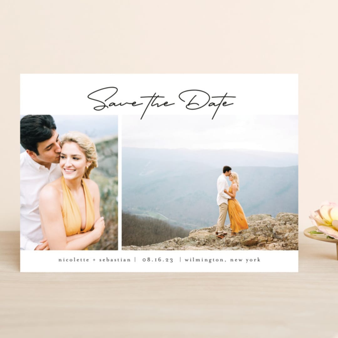 "Minimal Duo" - Save the Dates in Obsidian by Heather Cairl - Front