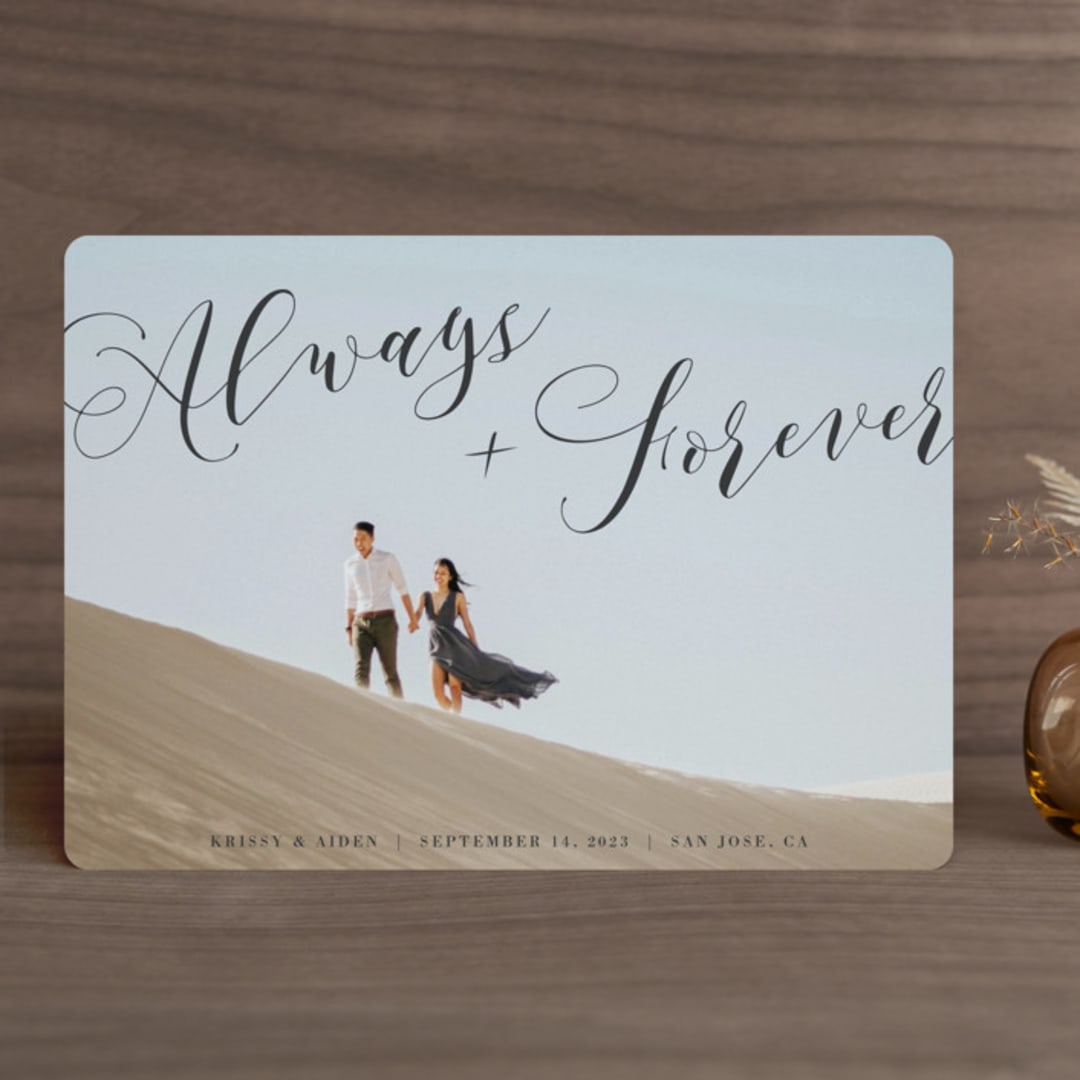 "Always & Forever" - Save the Dates in Charcoal by Heather Buchma - Front