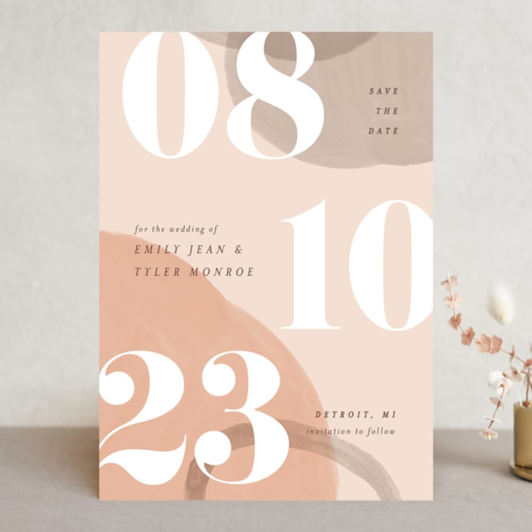 "Big Bold" - Save the Dates in Peach by Pixel and Hank - Front