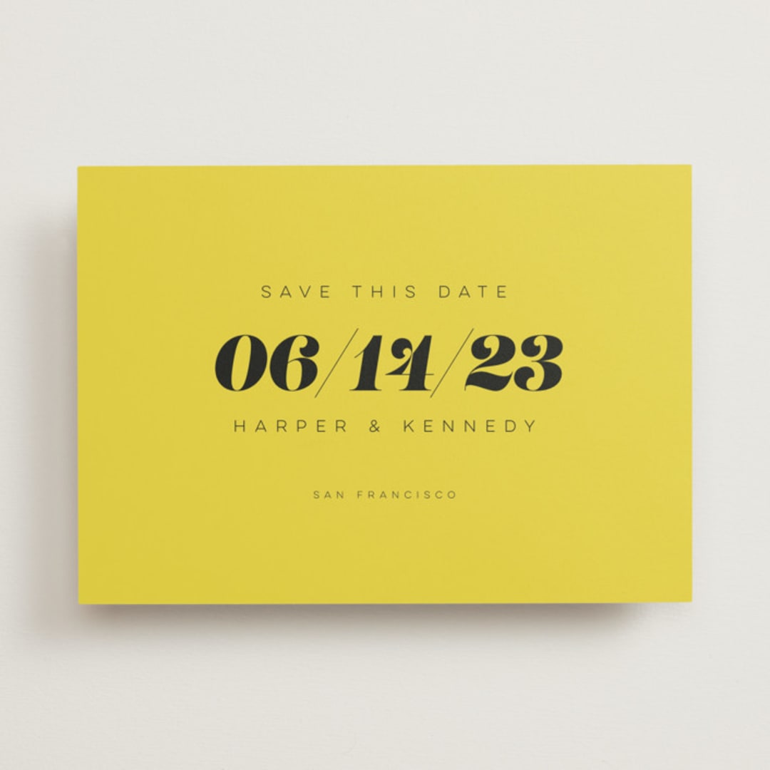 "Bold Simplicity" - Save the Dates in Mimosa by Laura Bolter - Front