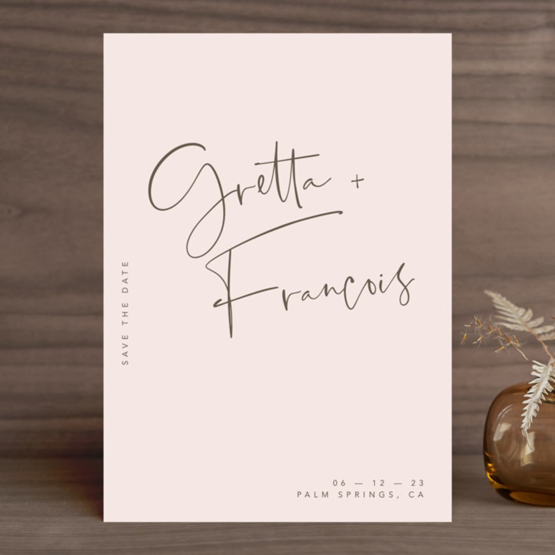 "Oversized" - Save the Dates in Rosewater by Mere Paper - Front