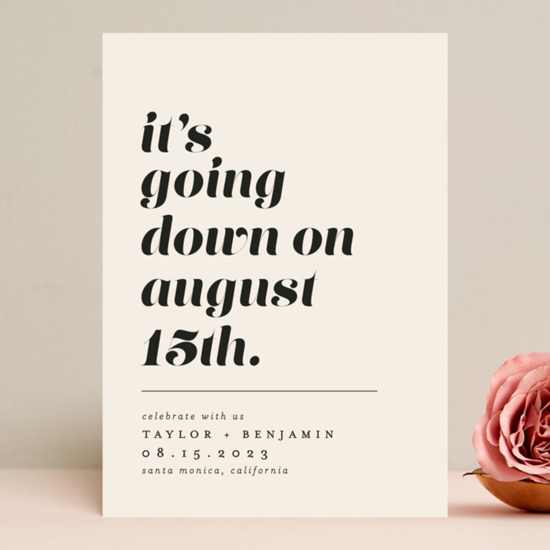 "Party Down" - Save the Dates in Ecru by Erica Krystek - Front