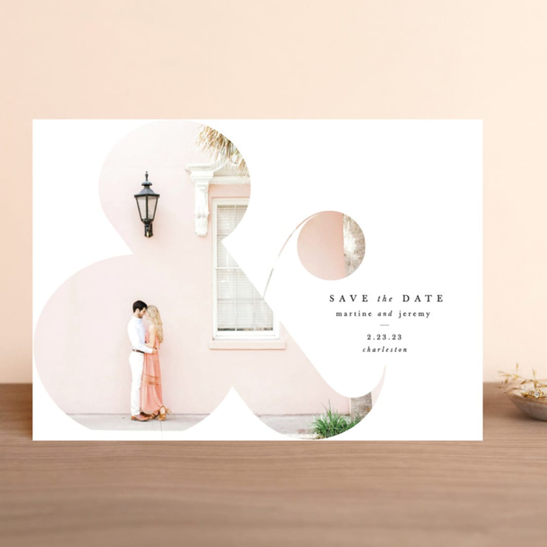 "Elegant Ampersand" - Save the Dates in Ivory by Lori Wemple - Front