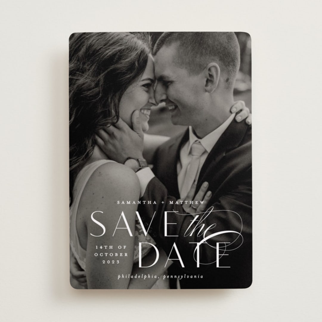 "Swoop" - Save the Dates in Pearl by Everett Paper Goods - Front