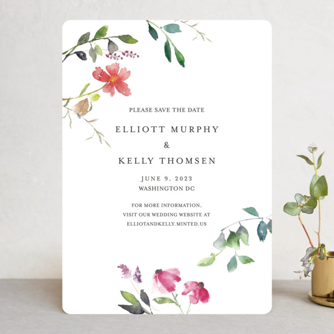 "Spring Wildflowers" - Save the Dates in Floral by Mere Paper - Front
