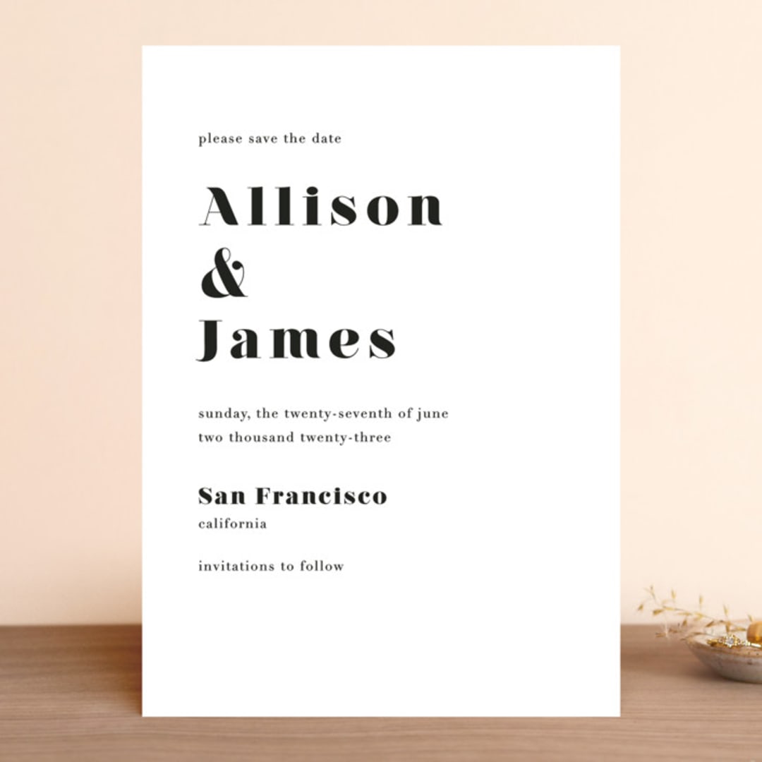 "Modern Love" - Save the Dates in Charcoal by ASQ Studio - Front