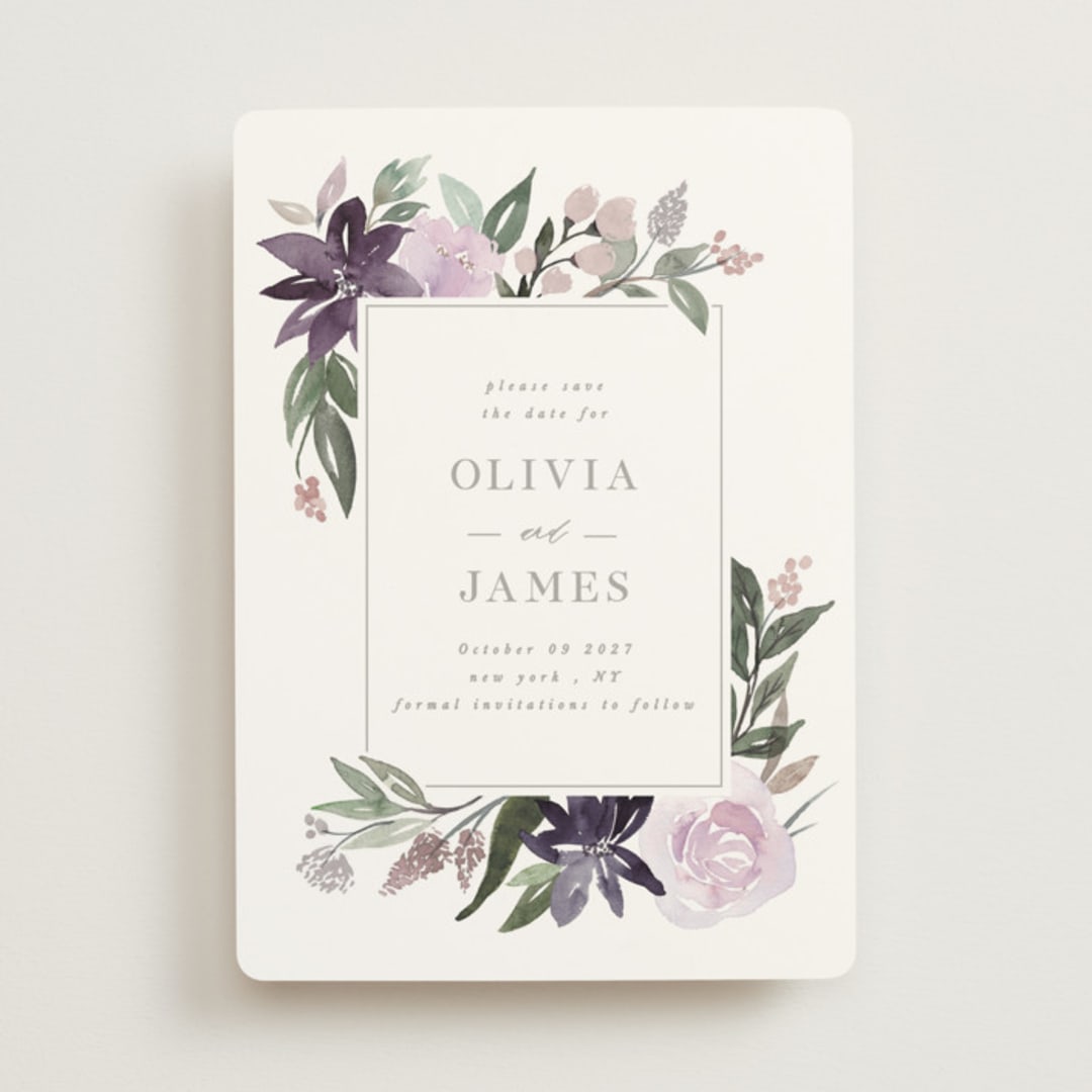 "Garden Stroll" - Save the Dates in Lilac by Creo Study - Front