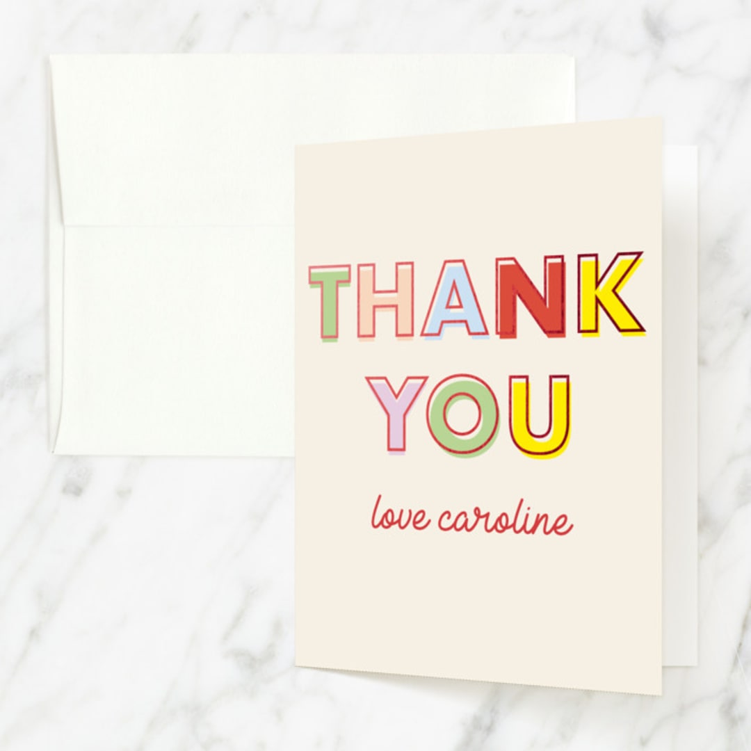 "Bold Type" - Sweet Sixteen Party Thank You Cards in Cranberry by Baumbirdy - Front