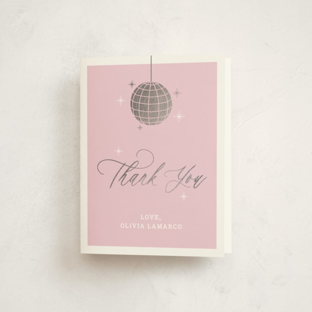 "Discotheque" - Sweet Sixteen Party Thank You Cards in Blush by Yolanda Mariak Chendak - Front