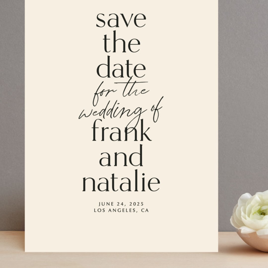 "Stacked Up" - Save the Dates in Buttercream by Inkblot Design - Front
