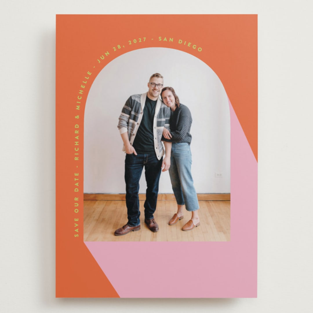 "Pop Art" - Save the Dates in Tangerine by Katie Zimpel - Front
