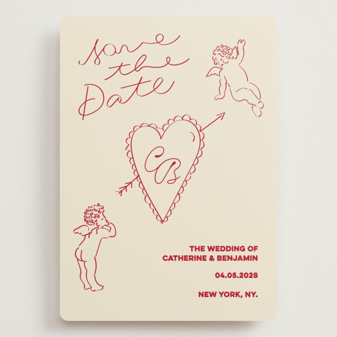 "Crazy Little Thing Called Love" - Save the Dates in Cream by Helena Vitto - Front
