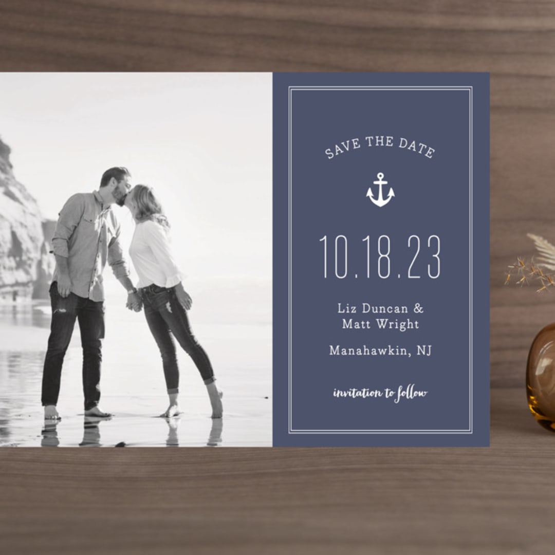 "Down by the Sea" - Save the Dates in Marine by Sandra Picco Design - Front