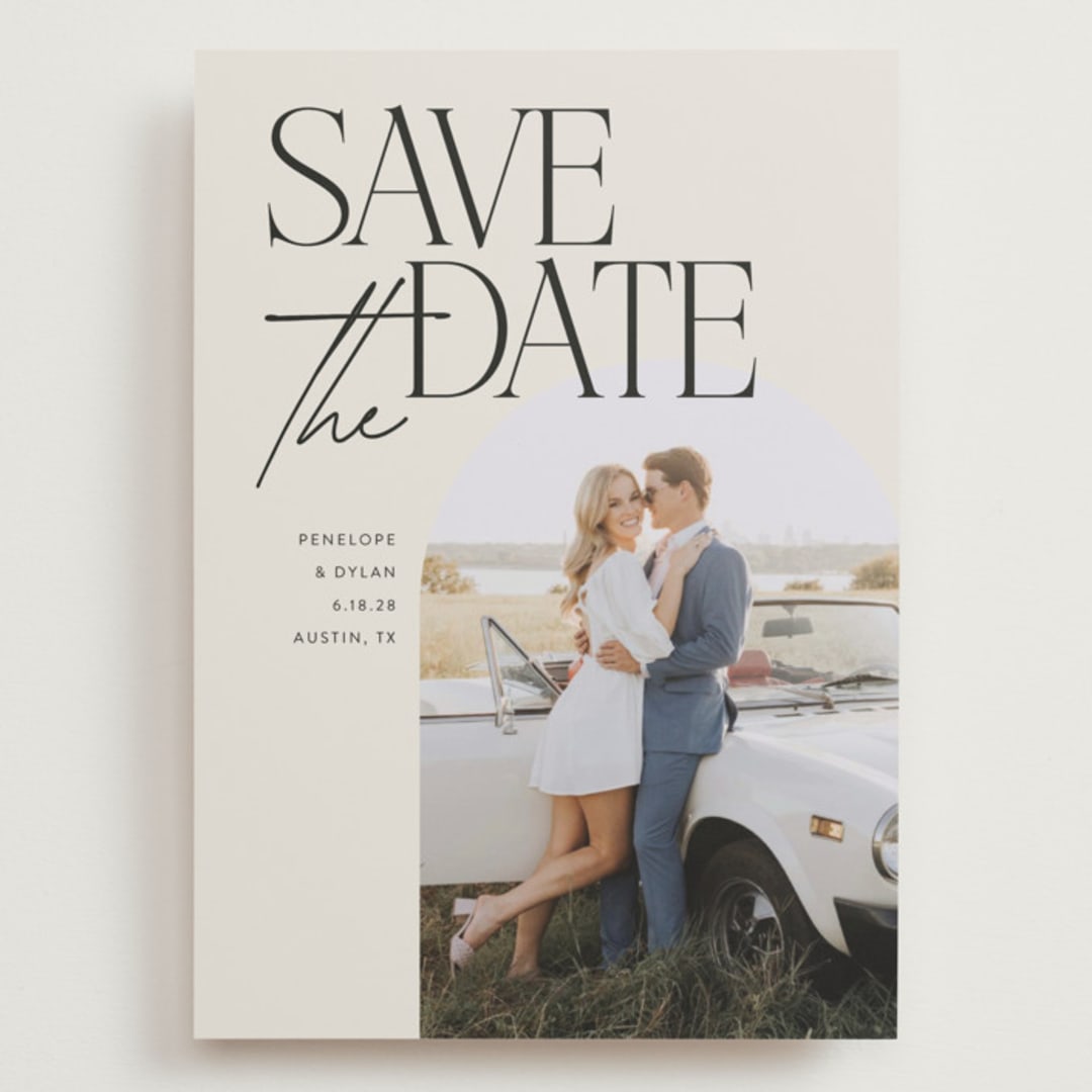 "Penelope" - Save the Dates in Ecru by Morgan Kendall - Front