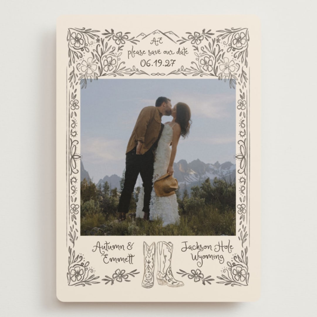 "Jackson Hole" - Save the Dates in Leather by Jenna Holcomb - Front