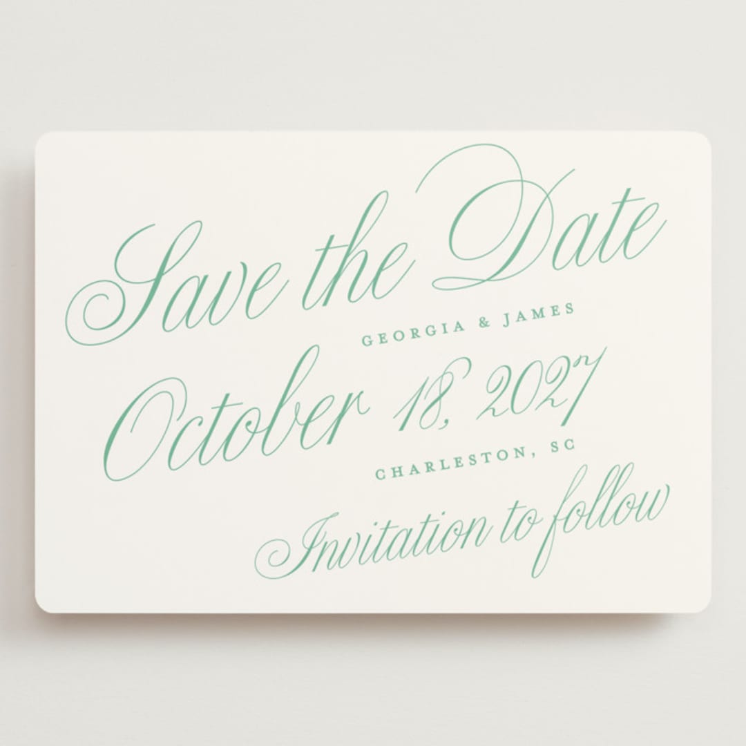 "Sullivans" - Save the Dates in Mint Julep by Alston Foster - Front