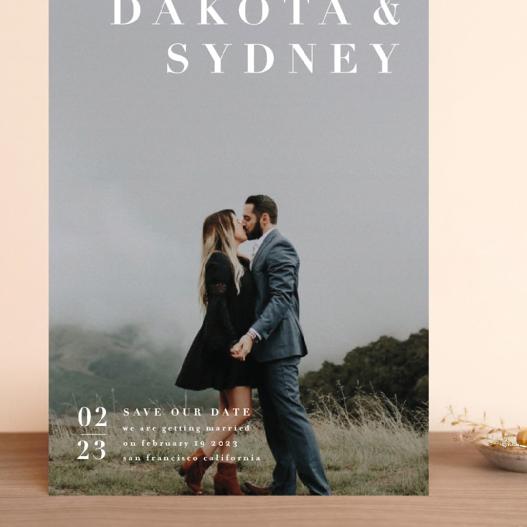 "Minimalism" - Save the Dates in Ivory by Shannon Chen of Four Wet Feet Studio - Front