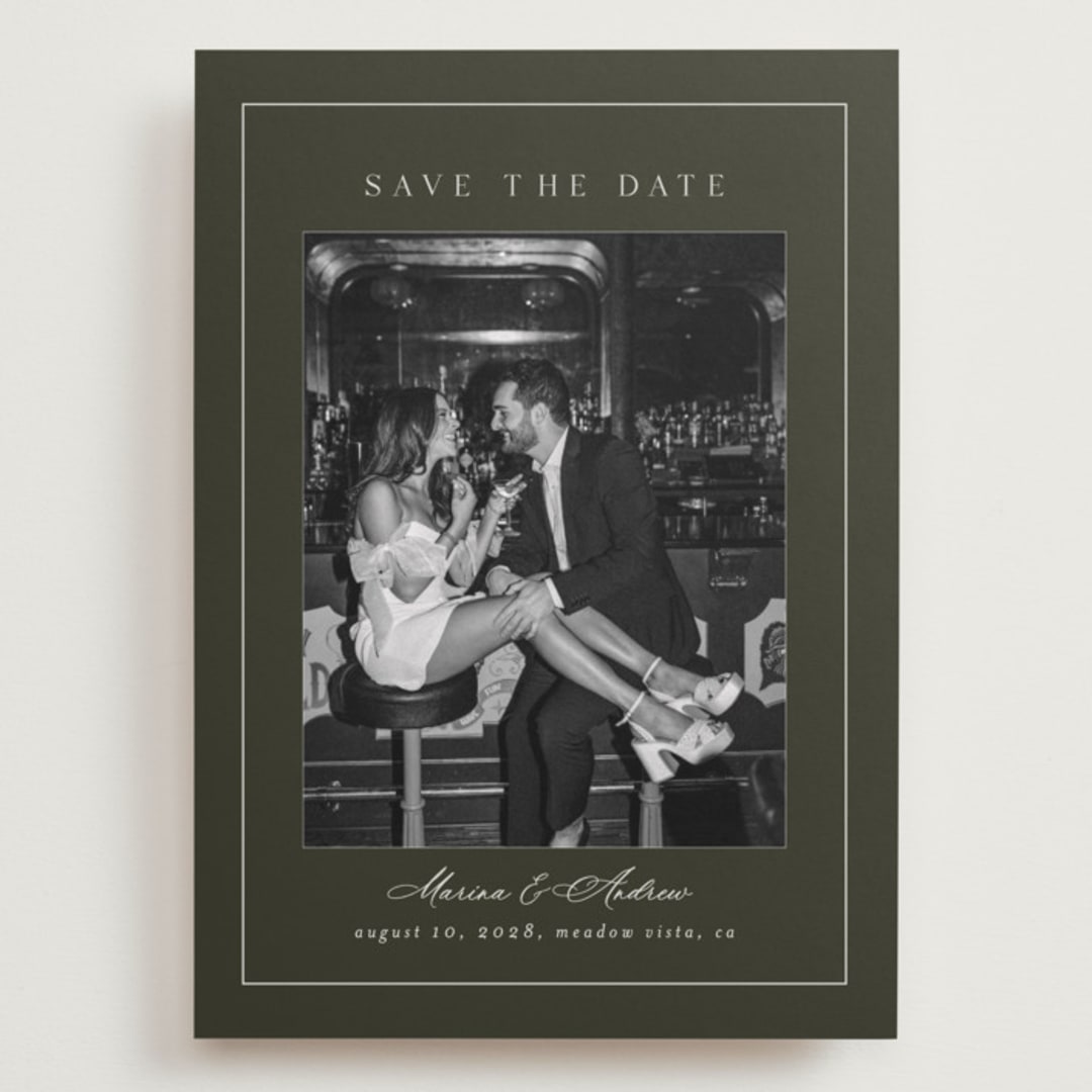 "refined" - Save the Dates in Olive by Nicole Walsh - Front
