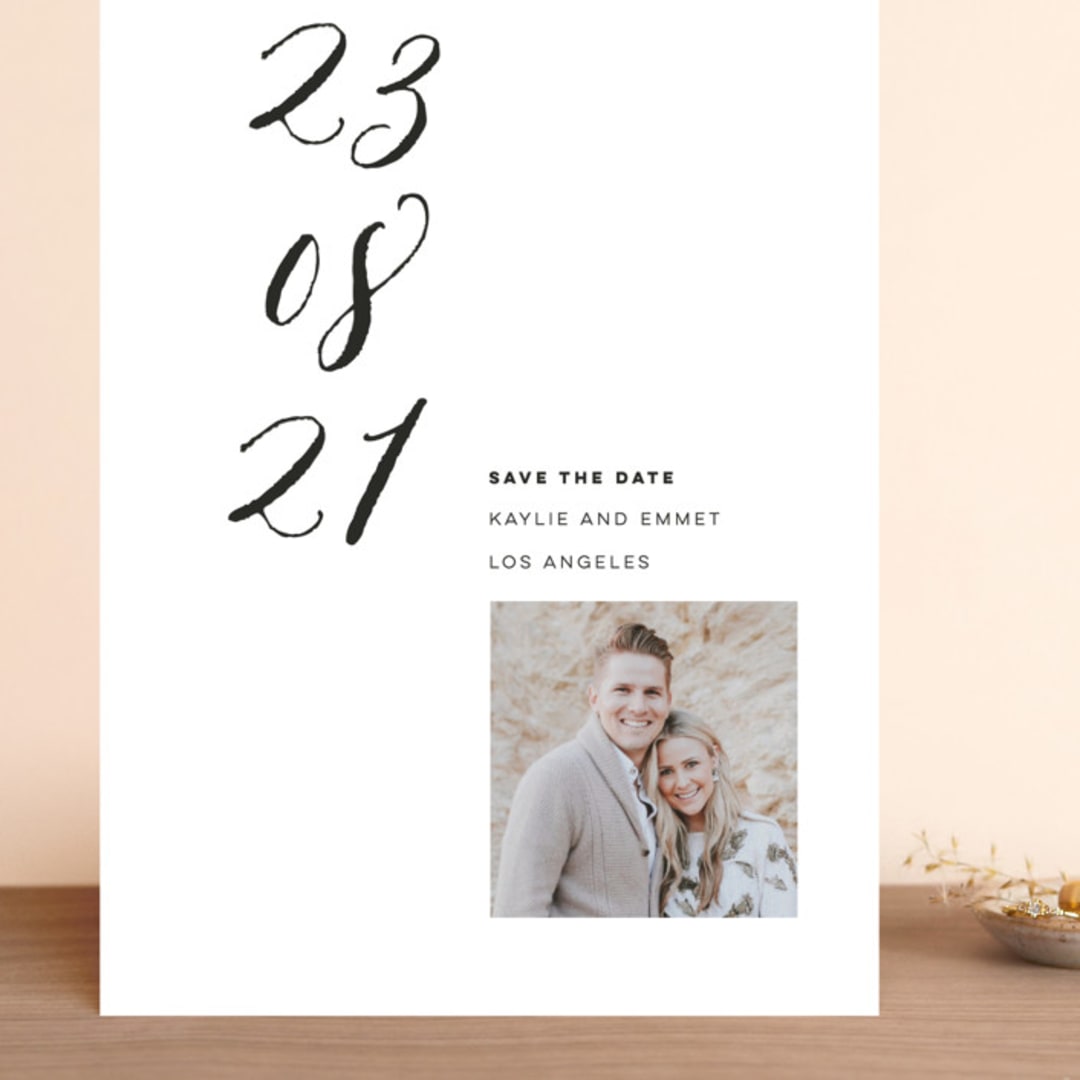 "Swiss Minimal" - Save the Dates in Tuxedo by Eleanor Mayrhofer - Front