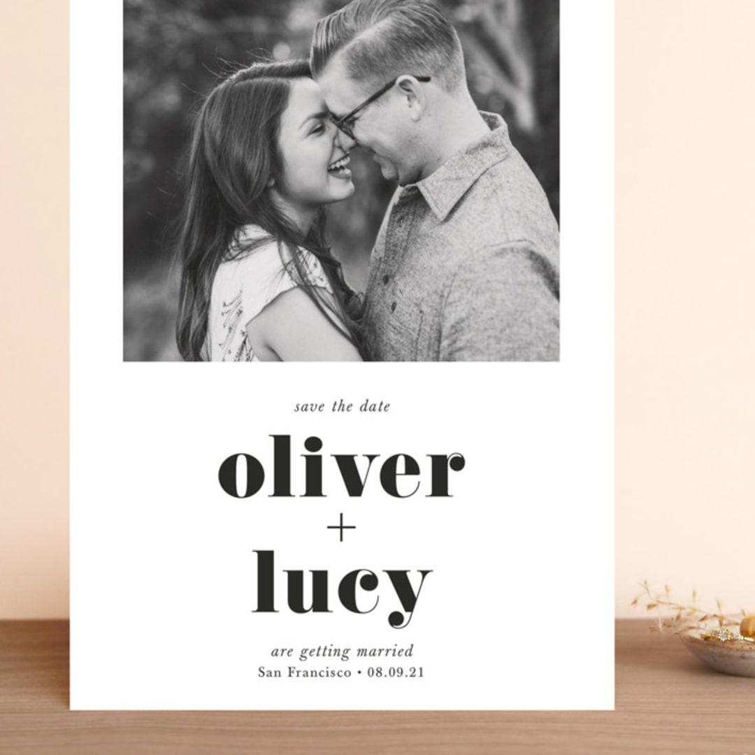 "Modern Simplicity" - Save the Dates in Monochrome by Hudson meet Rose - Front